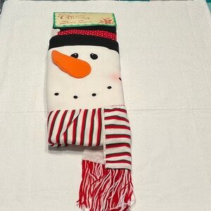 Chair Cover Snowman with Scarf and Striped Fringe